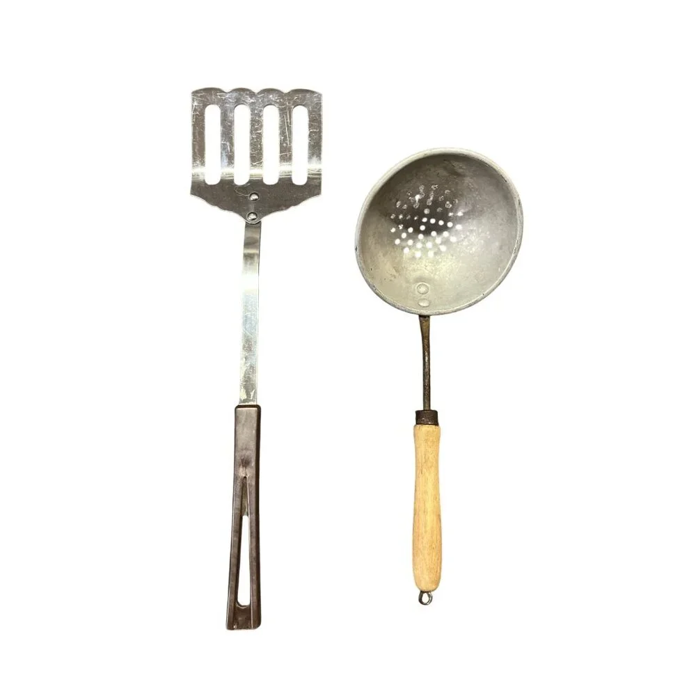 Two Vintage Kitchen Utensils Used Spatula Skimmer